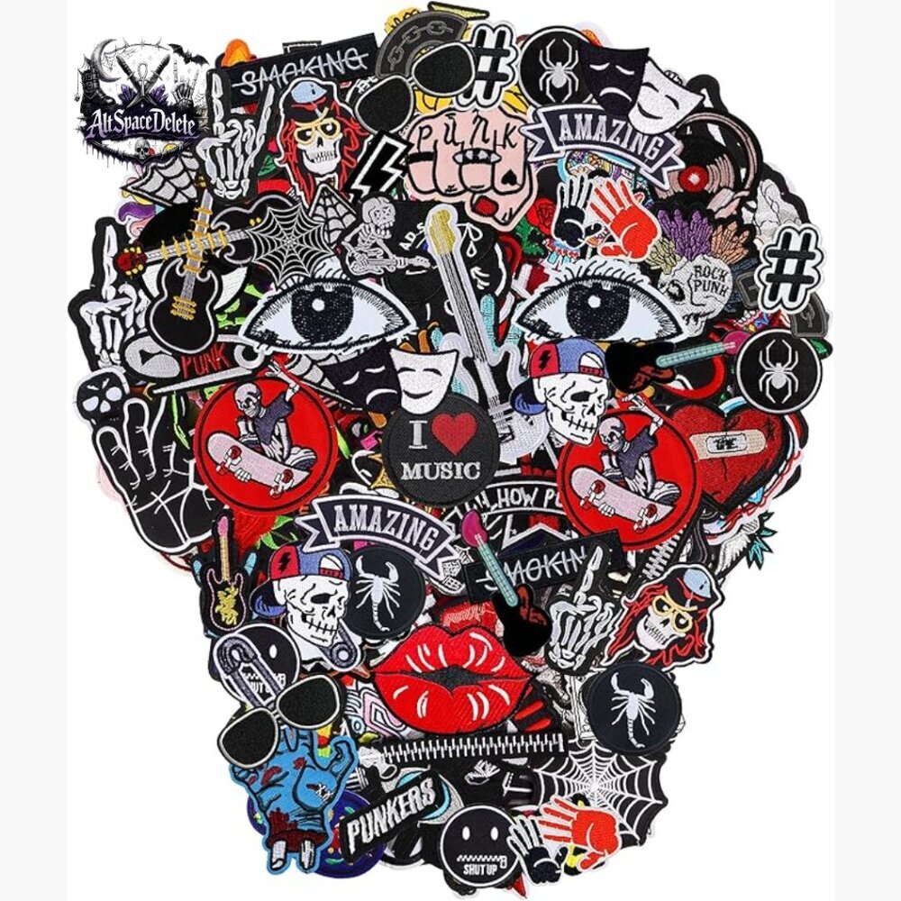 30pcs Punk Embroidered Iron-On Patches for Jackets Clothing DIY